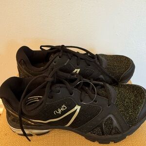 Ryka Black Sneakers with Gold Highlights